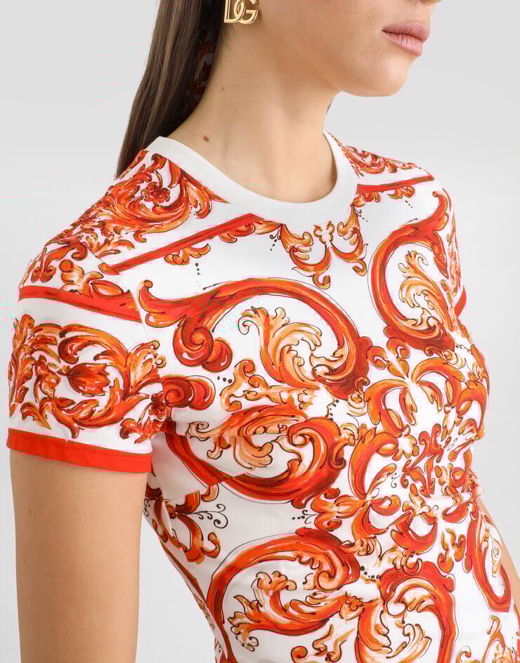 Dolce & Gabbana Majolica-print jersey t-shirt Multicolor F8V81TGDDT7