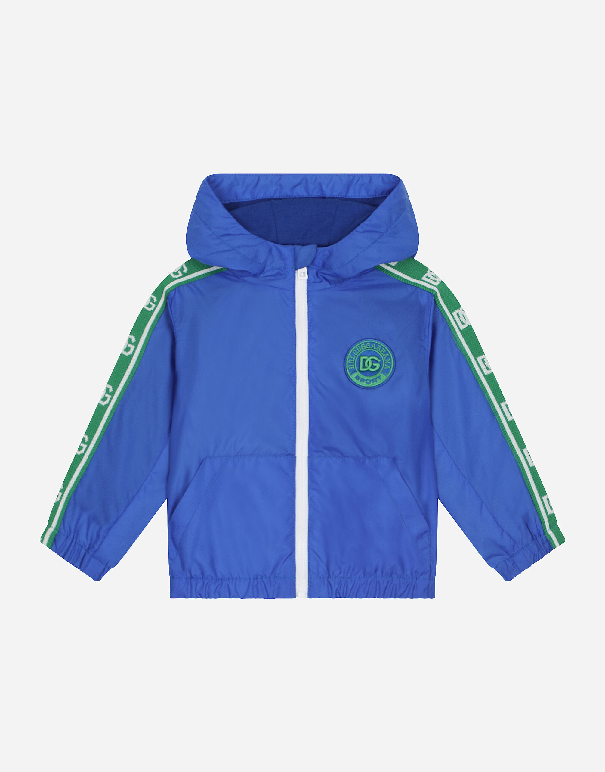 DolceGabbanaSpa Nylon jacket with DG logo band Blue L1JW2VG7I2P