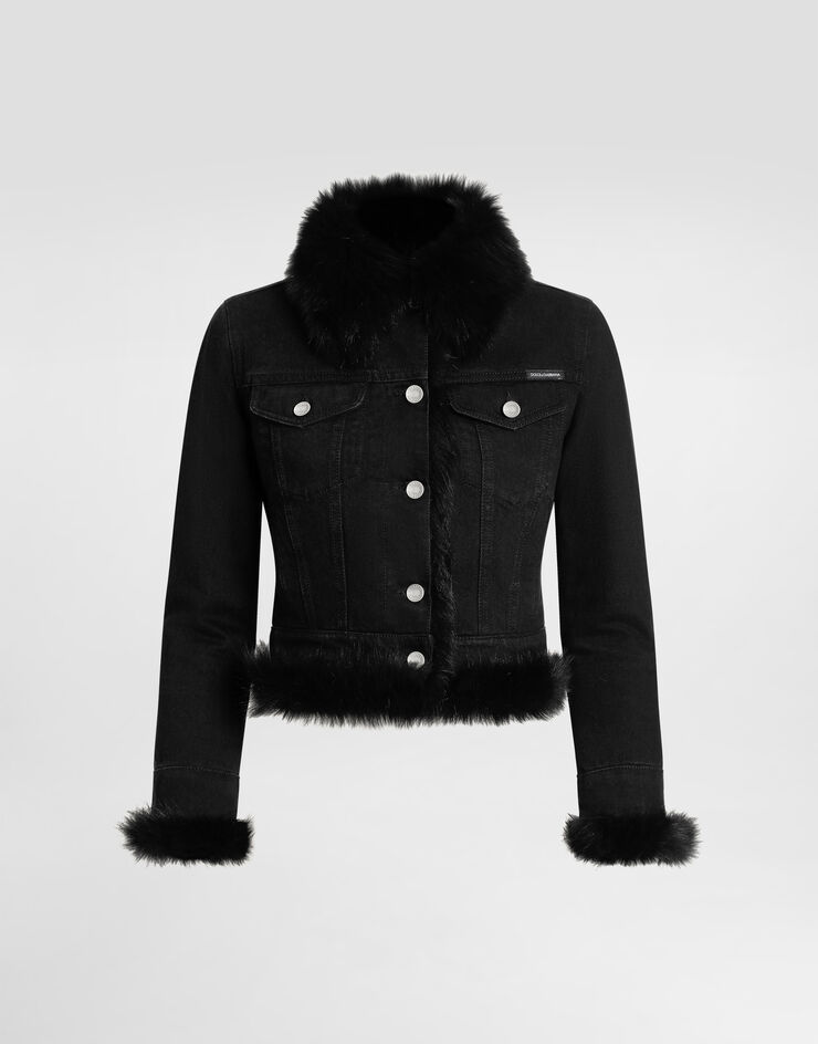 Dolce & Gabbana Denim jacket lined with fur Multicolor F9S97ZG8OD8
