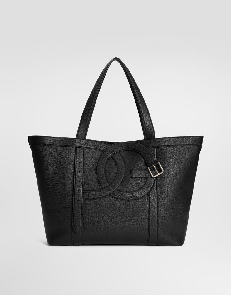 Dolce & Gabbana DG Belt calfskin shopping bag Black BM7951A3X80