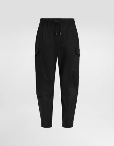 Dolce & Gabbana Cotton cargo pants with branded tag Black GW5OHTGK317
