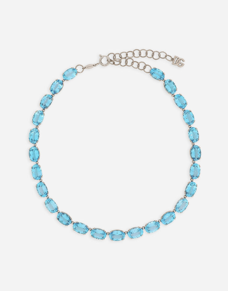 Dolce & Gabbana Anna necklace in white gold 18kt with light blue topazes 白 WNQA4GWTOLB