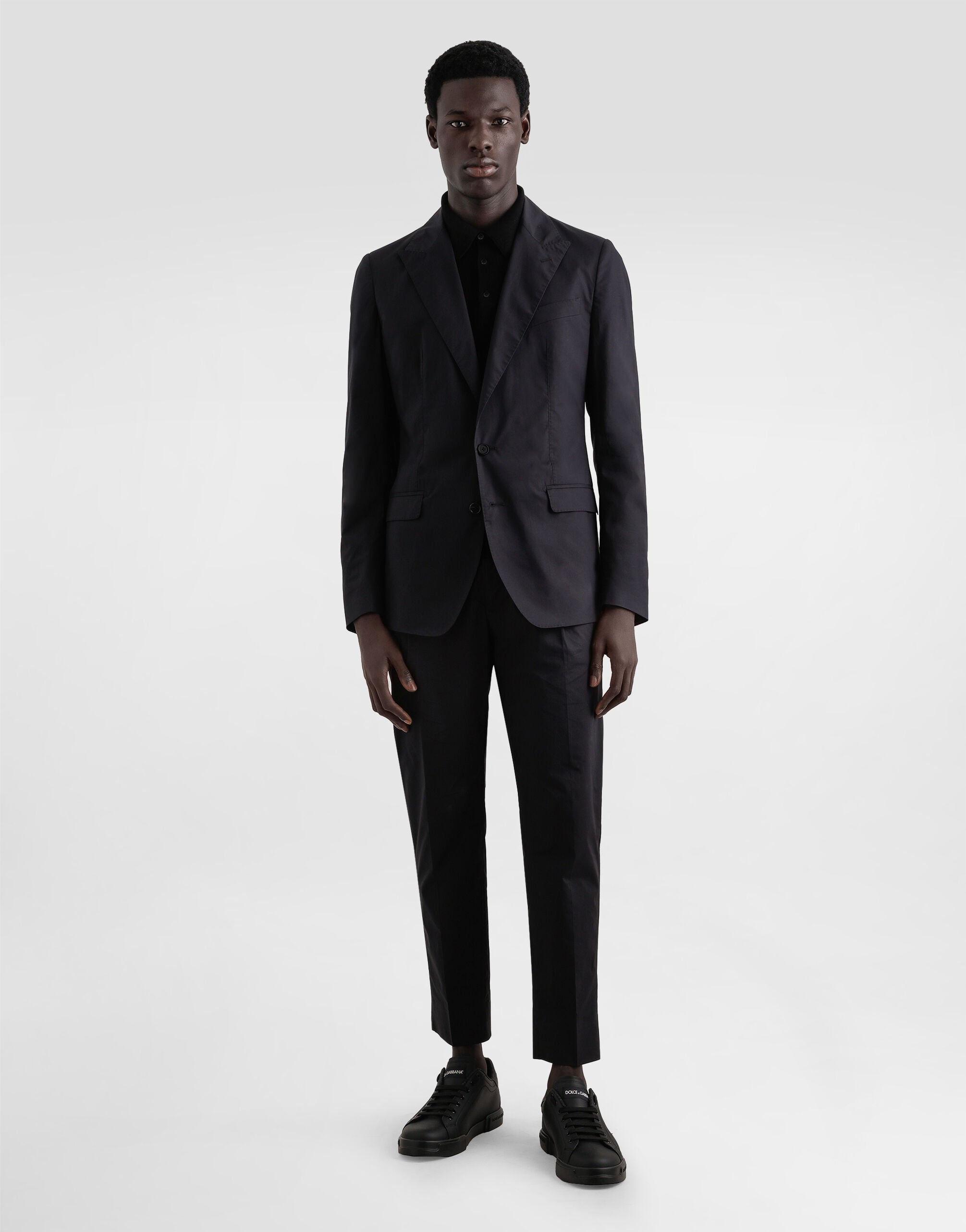 ブラックのメンズ ロゴプレート コットン ポロシャツ | Dolce&Gabbana®