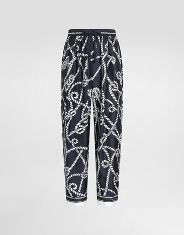 Dolce & Gabbana Pantalones Vanity en twill de seda con estampado marino Multicolor GP23FTHI142