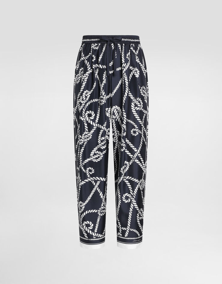 Dolce & Gabbana Pantalones Vanity en twill de seda con estampado marino Dolce & Gabbana Pantalones Vanity en twill de seda con estampado marino Multicolor GP23FTHI142