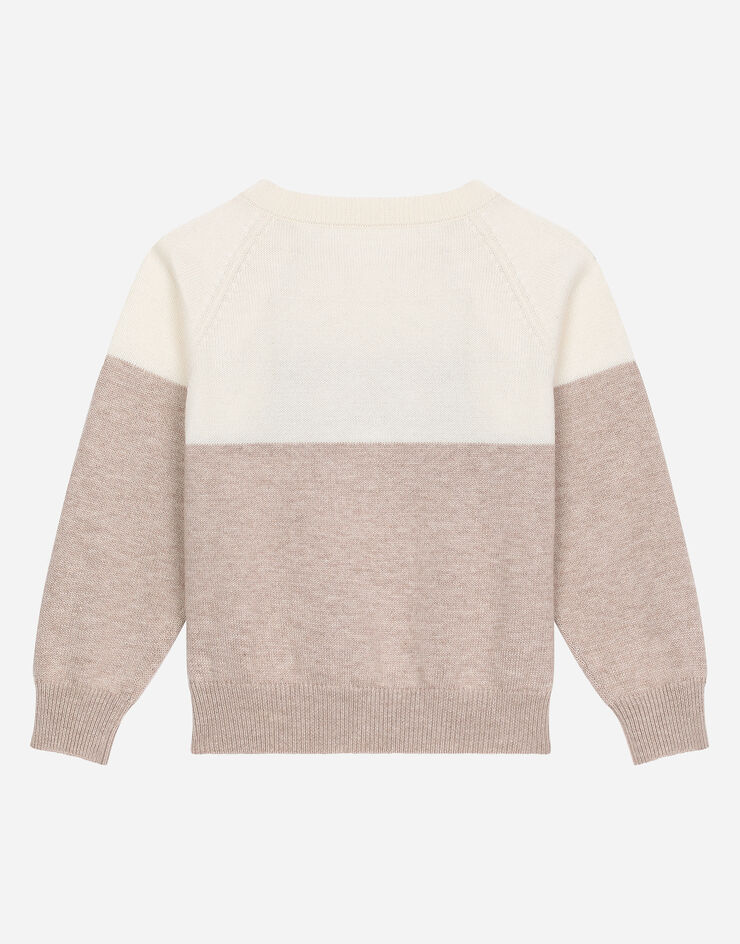 Dolce & Gabbana Plain-knit cotton sweatshirt with DG logo Beige L1KWF6JAWX7