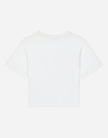 Dolce & Gabbana Jersey T-shirt with DG logo White L5JTNLG7N0Z