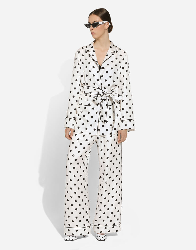 Dolce & Gabbana Pantalón tipo pijama de seda con estampado de lunares Imprima FTAMPTIS1VI