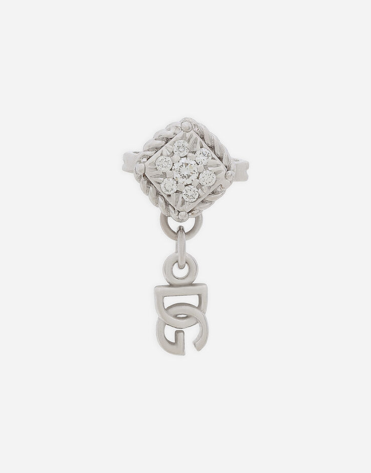 Dolce & Gabbana 다이아몬드 파베 세팅 18K 화이트 골드 싱글 이어링 화이트 WSQB1GWPAVE