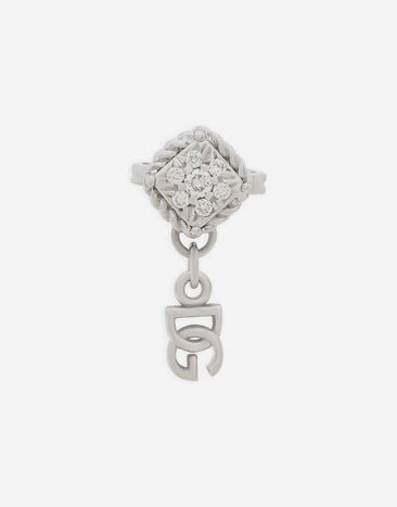 Dolce & Gabbana Orecchino singolo in oro bianco 18kt con pavé di diamanti Oro WSQB1GWPE01