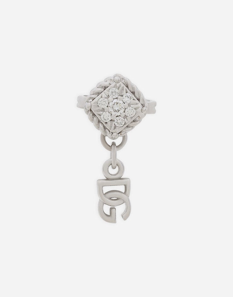 Dolce & Gabbana Mono boucle d’oreille en or blanc 18 ct avec pavé de diamants Blanc WSQB1GWPAVE