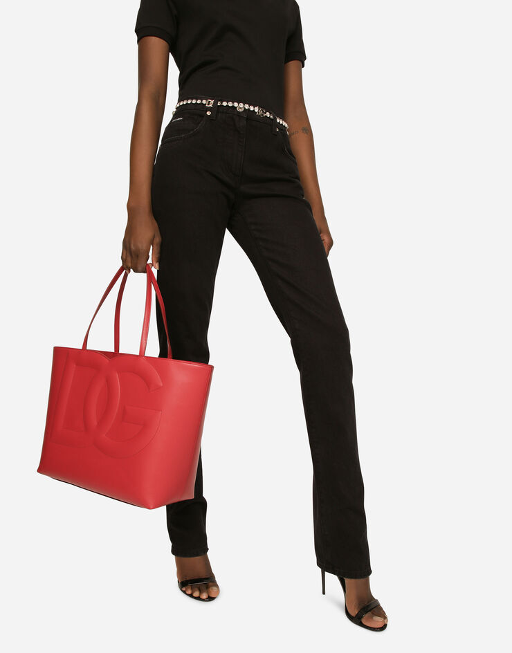 Dolce & Gabbana حقيبة تسوق متوسطة بشعار DG أحمر BB7338AW576