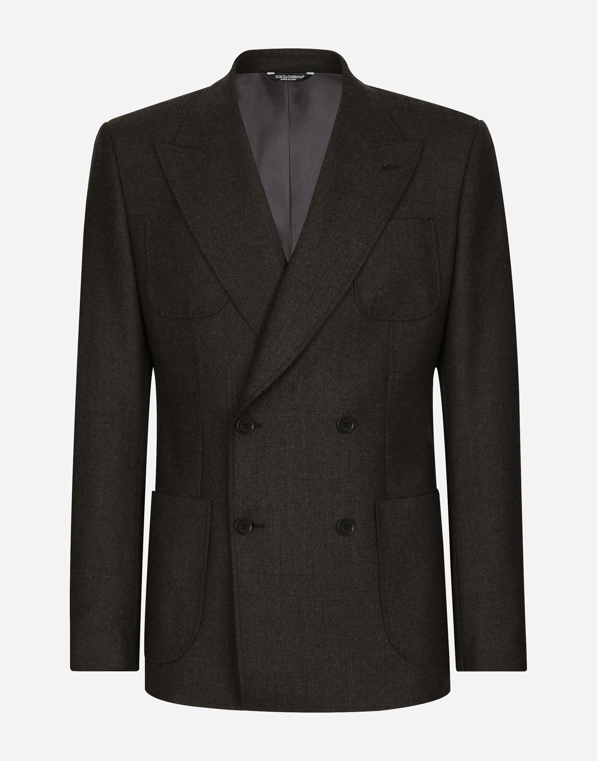Dolce&Gabbana Double-breasted stretch wool flannel jacket Grey G2SO4TFURM3