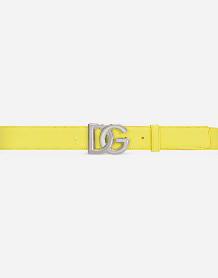 Dolce & Gabbana Calfskin belt with DG logo Yellow BC4644A3444