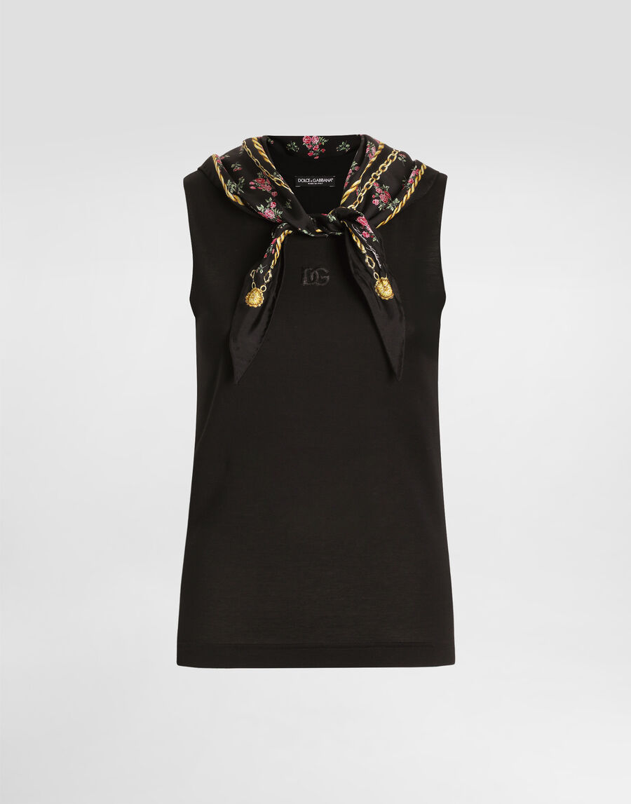 Jersey t-shirt with scarf