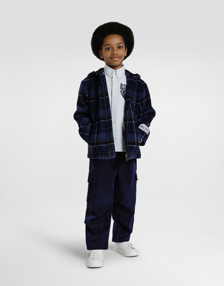 Dolce & Gabbana قميص قطني بتطريز ورقعة Grey L44S46FU609