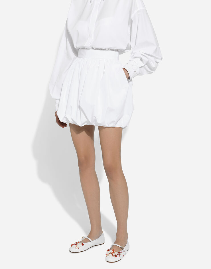 Dolce & Gabbana Falda globo corta de algodón Blanco F4CWETFU61C