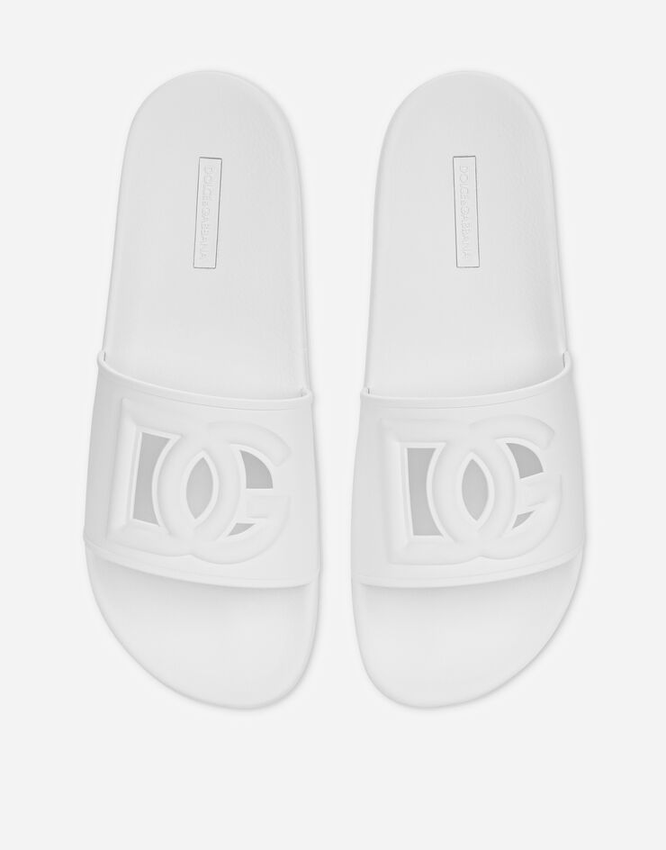 Dolce & Gabbana Rubber beachwear sliders with DG logo White CS2079AO666