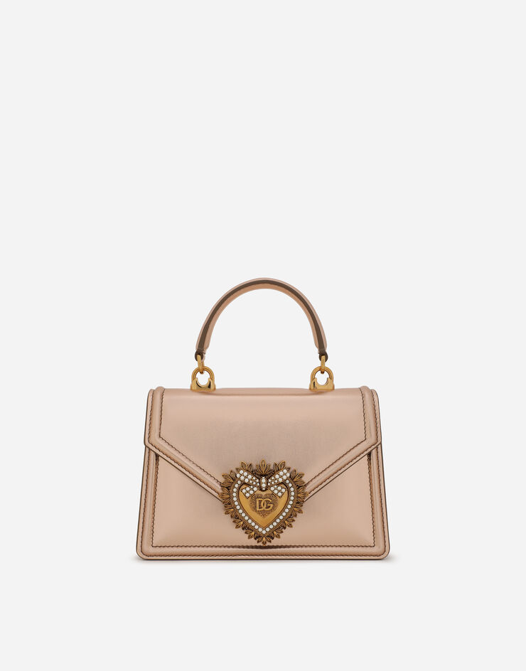Dolce & Gabbana Маленькая сумка Devotion из наппы с металлическим отливом золотой BB6711A1016