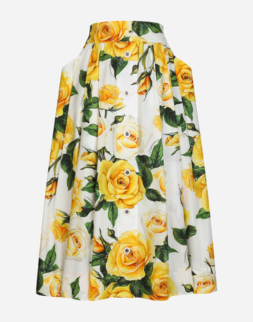 Dolce & Gabbana Circle skirt in yellow rose-print cotton Print F4CUNTFPTAX