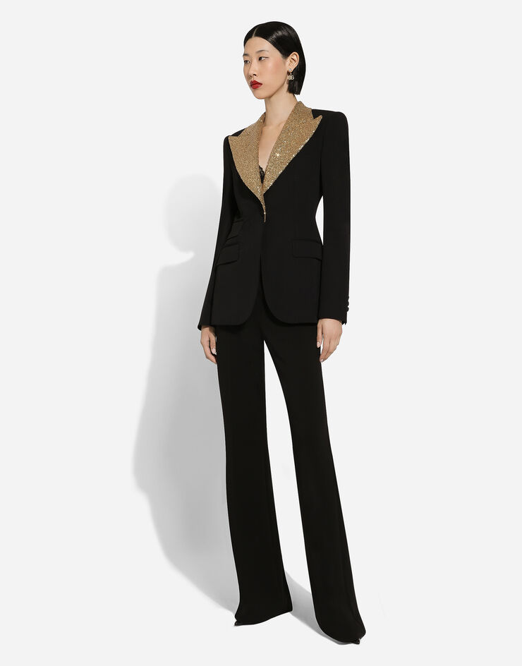 Dolce & Gabbana Single-breasted wool Turlington jacket with sequined lapels Black F29DOTFUBGB