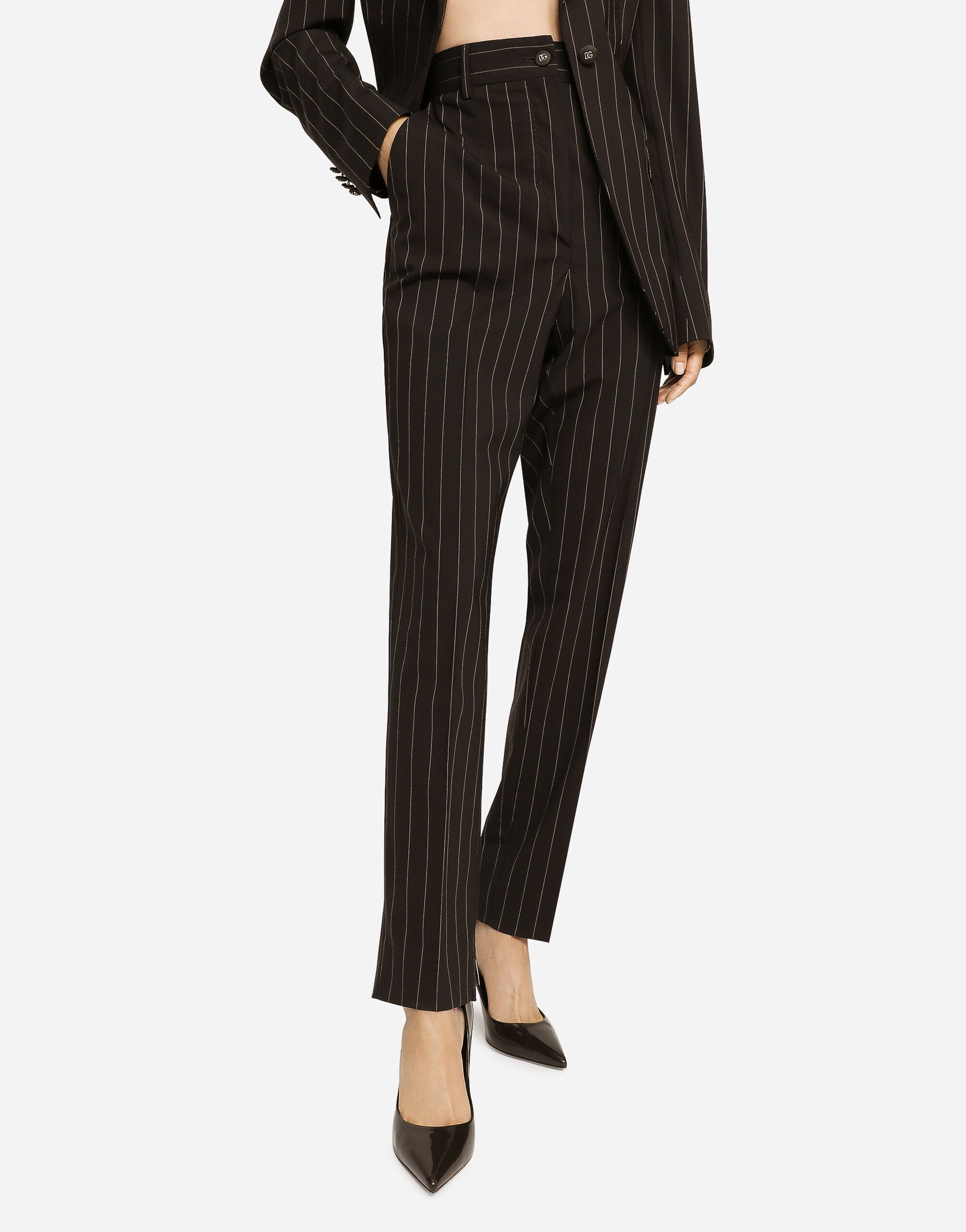 High waisted pinstripe pants shop