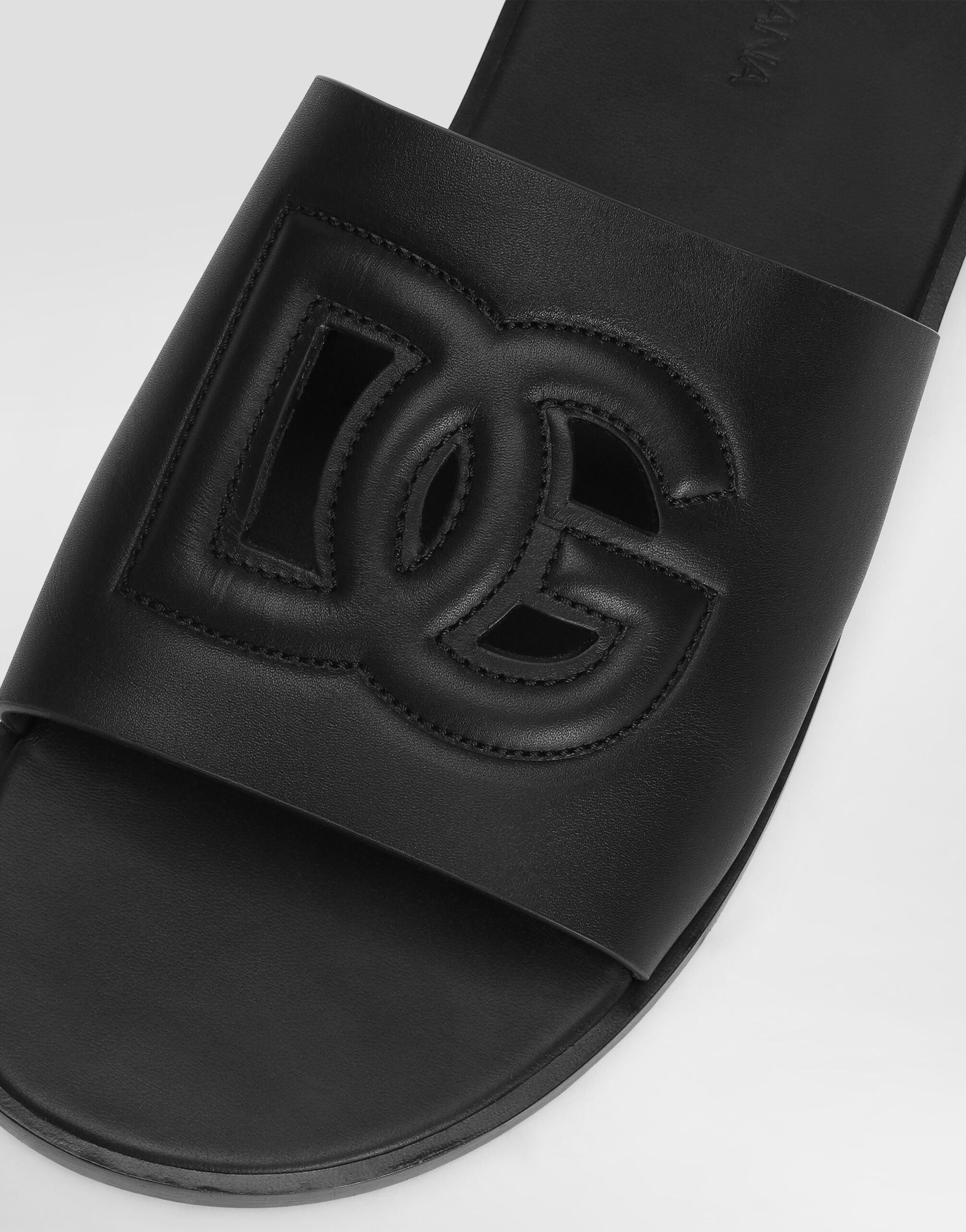 Calfskin slide in Black for Men | Dolce&Gabbana® US