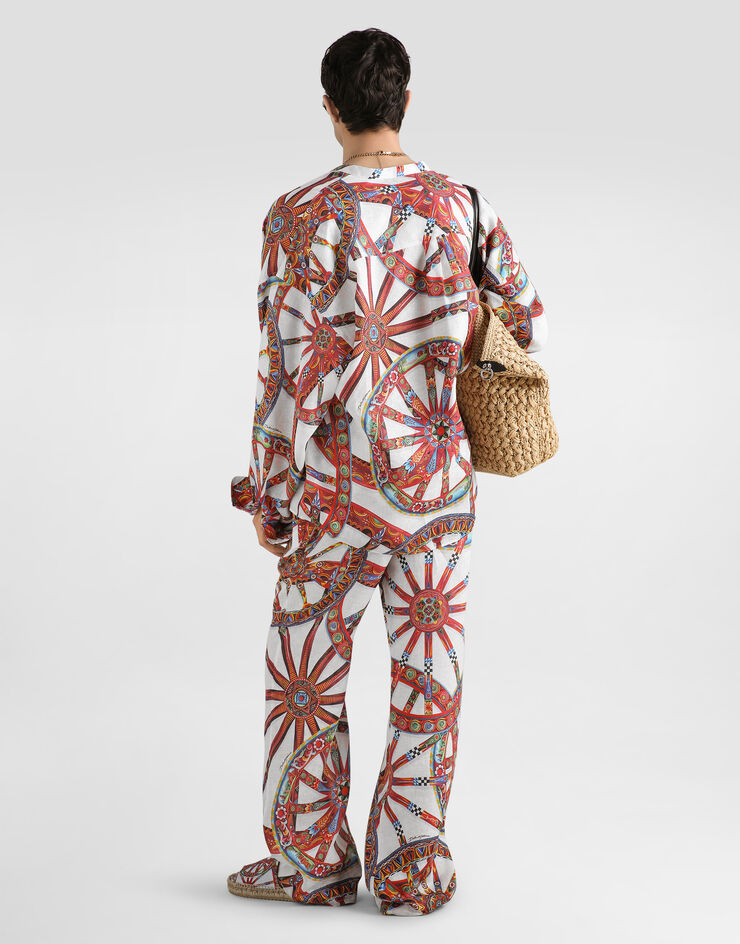Dolce & Gabbana Carretto-print linen shirt Multicolor G5OS1TFS4H2