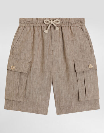 Dolce & Gabbana Canvas cargo shorts with Dolce&Gabbana logo Grey L4JPJPG7N2A