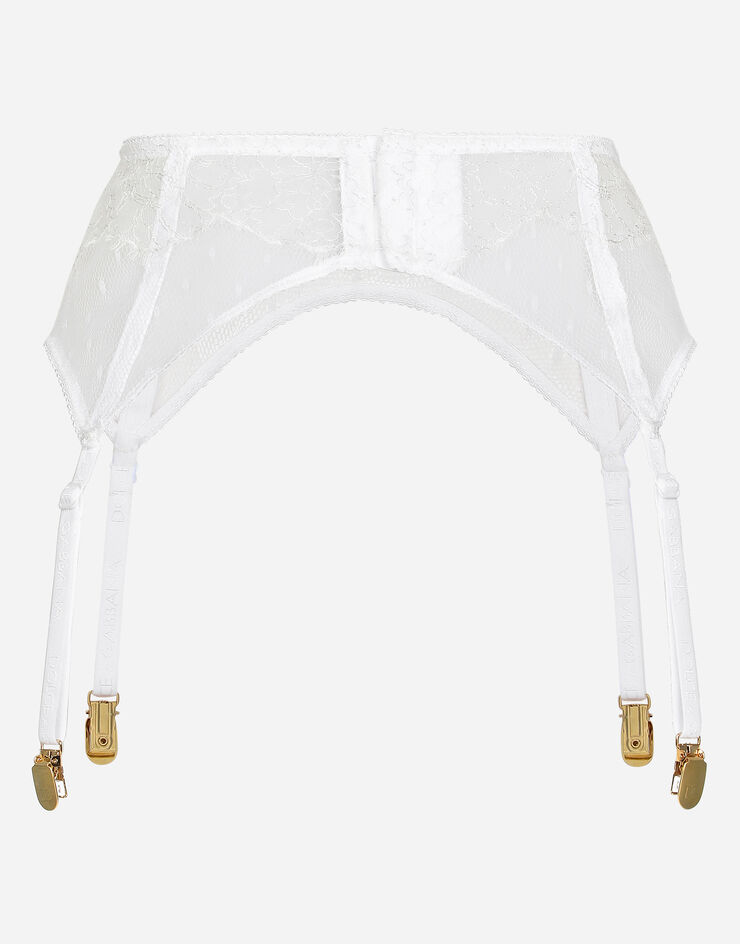 Dolce & Gabbana حزام تثبيت دانتيل بشعار DG أبيض O4A50TONO25