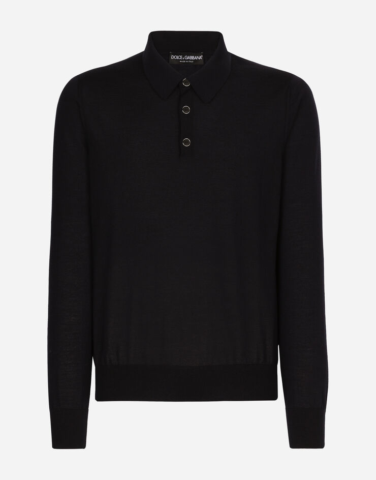 Dolce & Gabbana Extra-fine cashmere polo-shirt Blue GX831TJAWTY