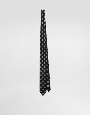 Dolce & Gabbana Jacquard tie with heraldic shields Black GT149EG0JSD