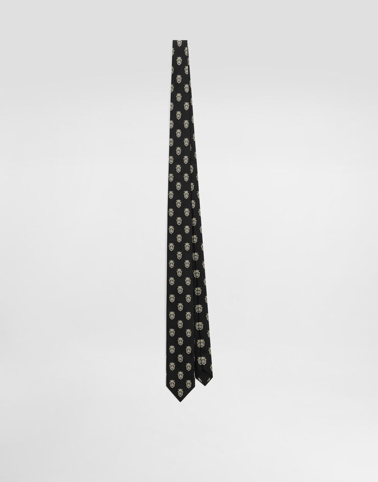 Dolce & Gabbana Jacquard tie with heraldic shields Black GT149EG0JSD