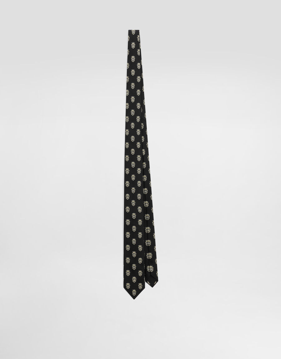 Jacquard tie with heraldic shields