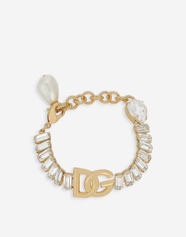 Dolce & Gabbana Bracelet with rhinestones and DG logo Gold WBO8S3W1111