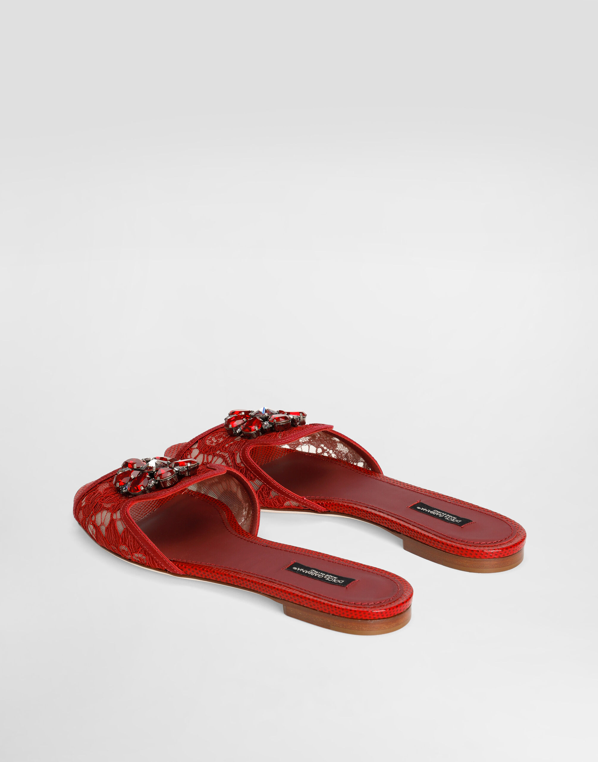 Slippers In Lace With Crystals - Women | Dolce&Gabbana