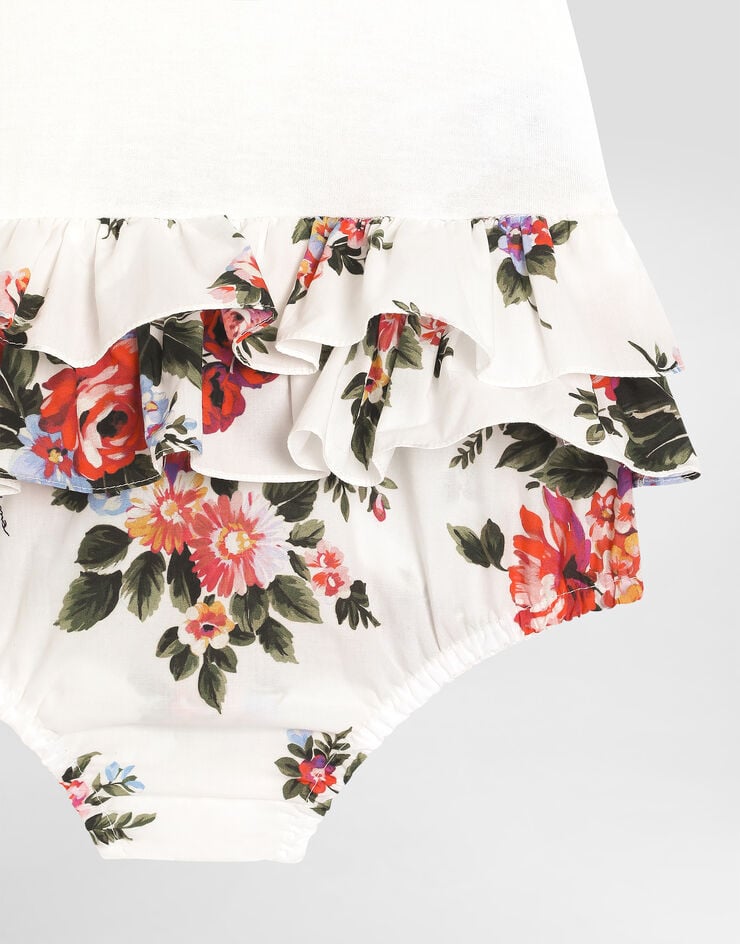 Dolce & Gabbana Flower bouquet-print jersey and poplin romper Multicolor L21O9OG7PZM