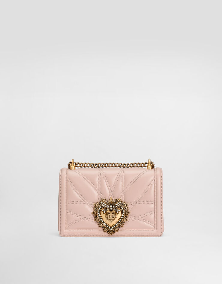 Dolce & Gabbana Sac Devotion moyen format en cuir nappa matelassé Rosa Pálido BB7158AW437