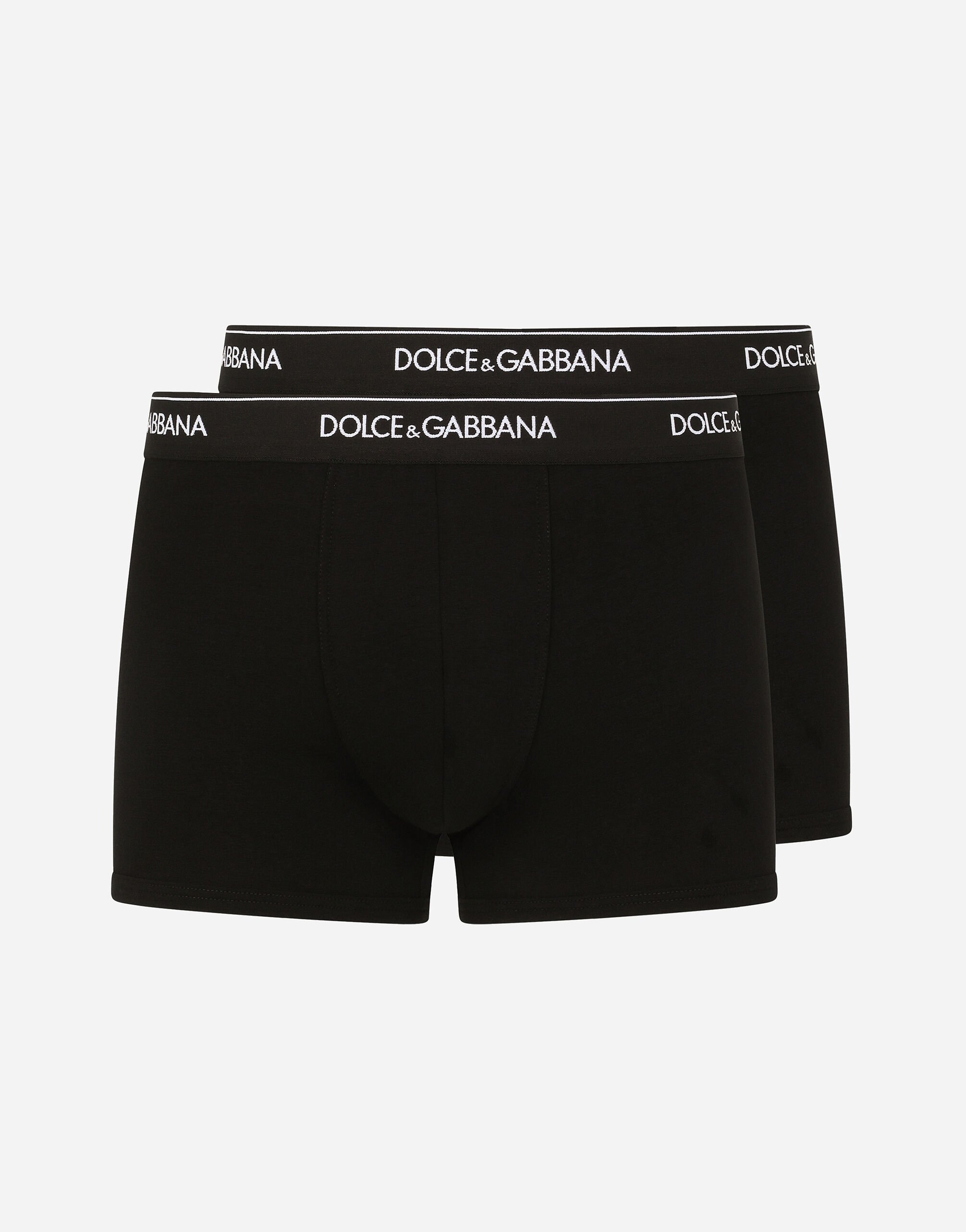 Dolce & Gabbana 弹力棉质中腰平角内裤（两件入） 黑 M9C03JONN95