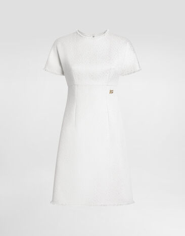 Dolce & Gabbana DG 徽标 Rachel 粗花呢迷笛连衣裙 白 F6ARVTGDCL1