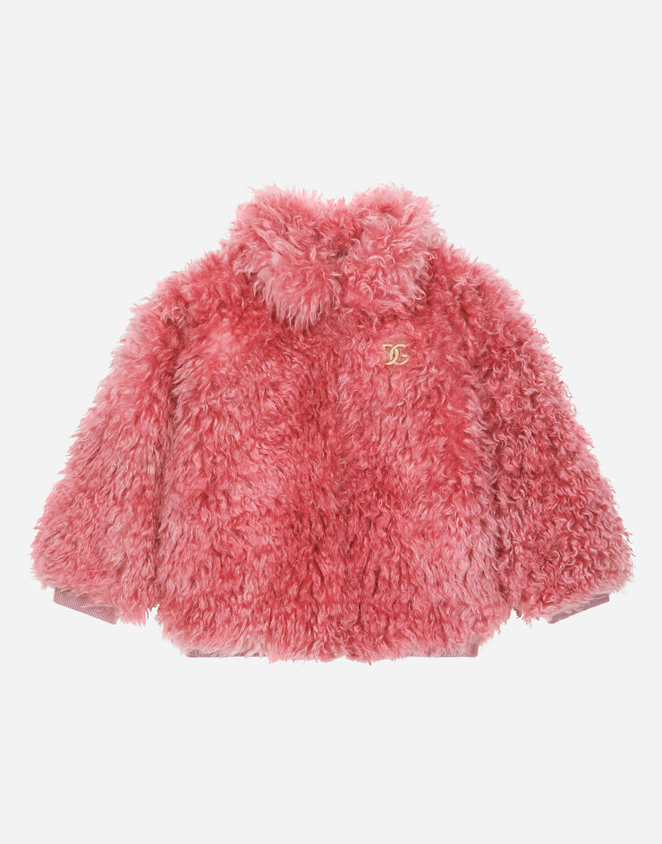 Dolce & Gabbana Jacke aus Mohairfell mit DG-Logo Rosa L5JBQ7G7N1R