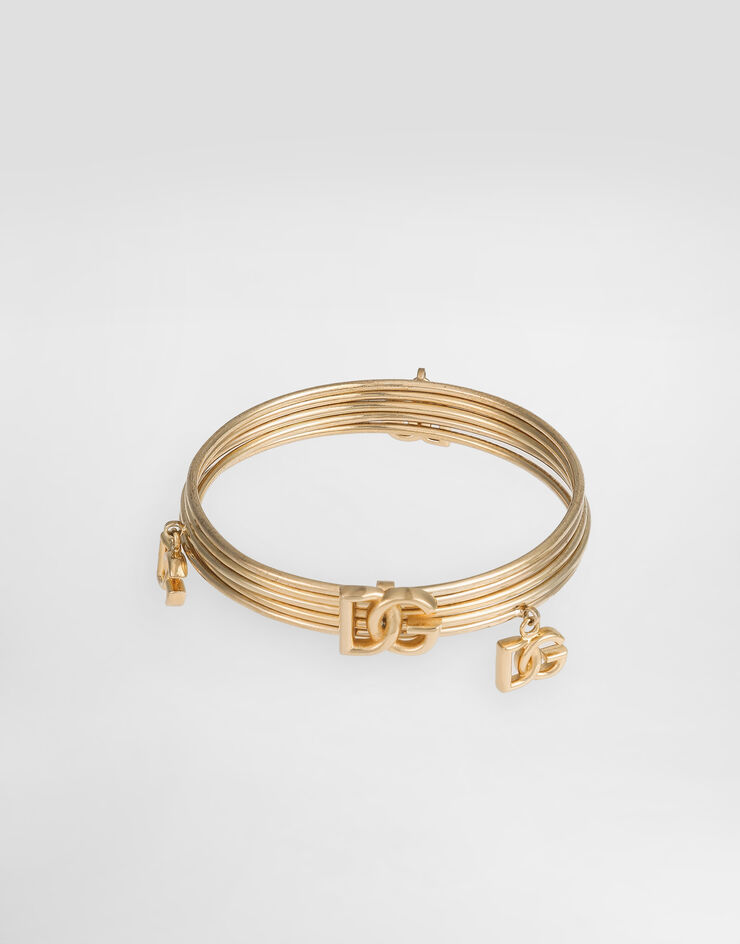 Dolce & Gabbana Rigid multi-hoop bangle with DG logo Gold WBQ6M3W1111