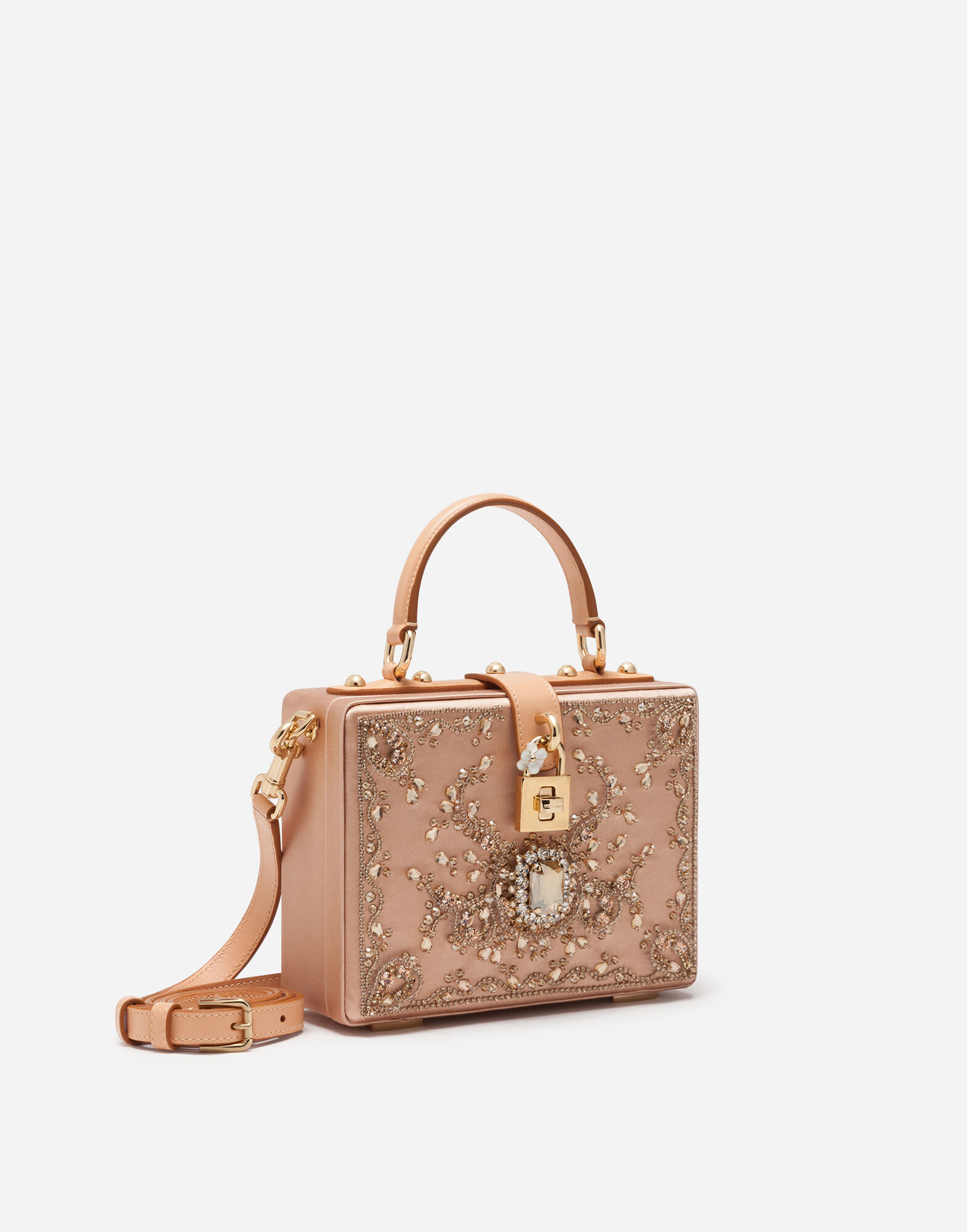 Dolce Gabbana♪SALE♪BI1275 Satin Dolce Box bag with bejeweled embroidery