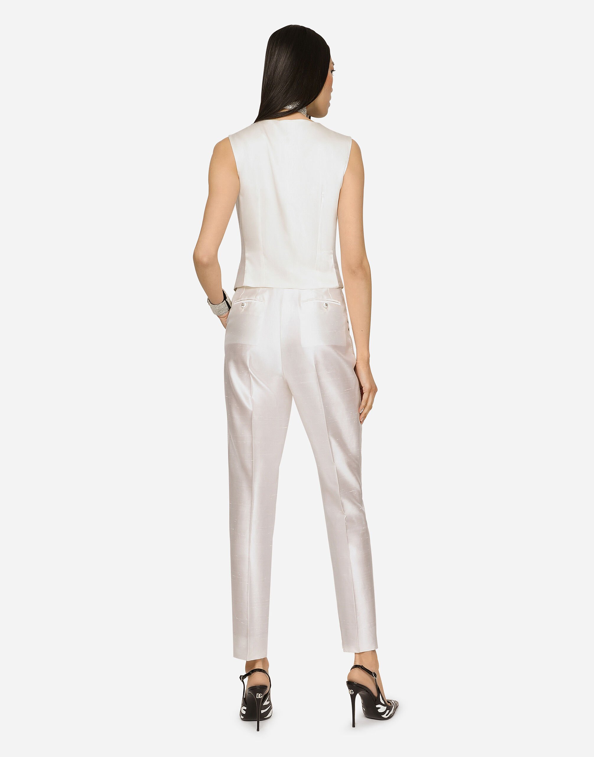 パンツ DOLCE GABBANA Women Straight Pants FTCS0DG8IB7S9001 White Shantung pants in White for Women | Dolce&Gabbana® US