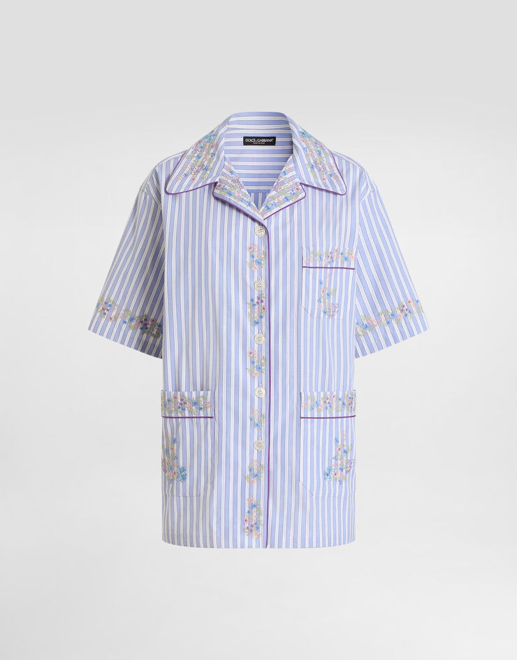Dolce & Gabbana Cotton shirt with flower embroidery Dolce & Gabbana Cotton shirt with flower embroidery Multicolor F5U29ZGDDST