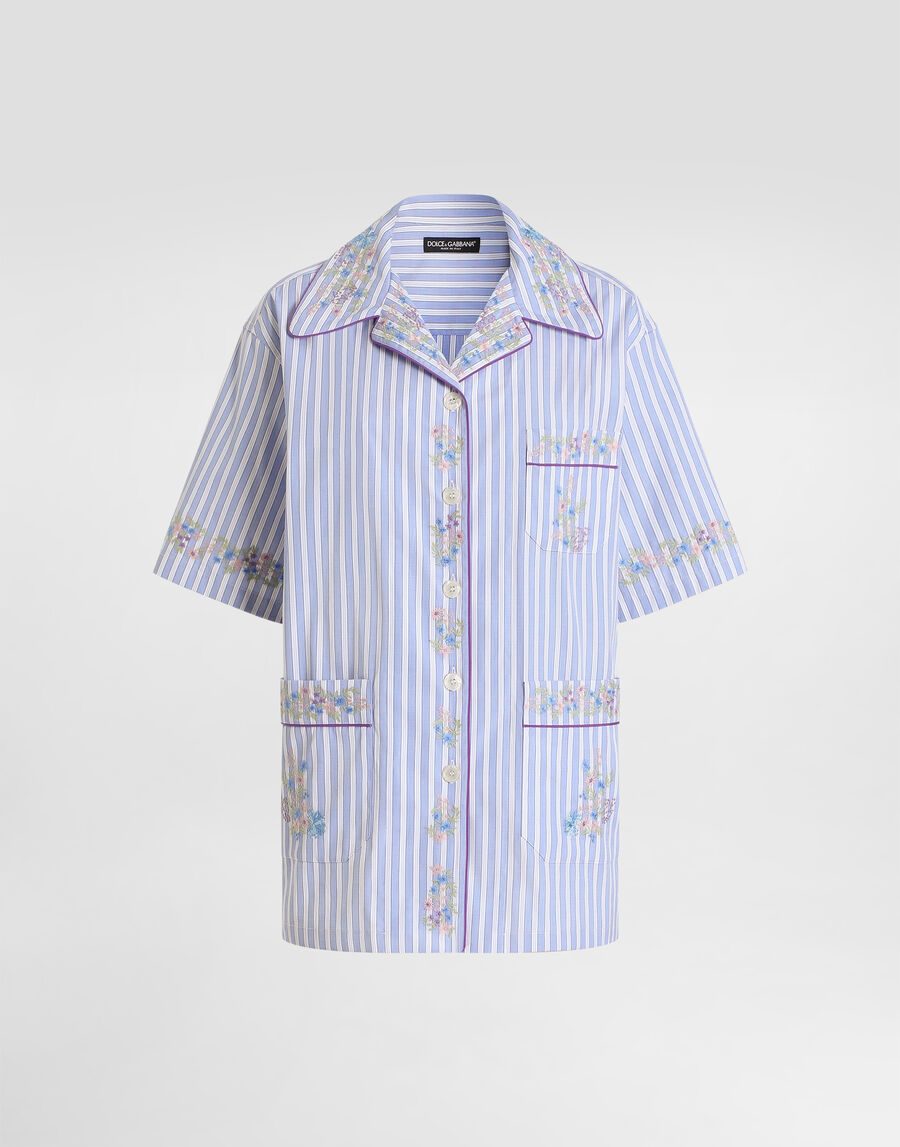 Cotton shirt with flower embroidery