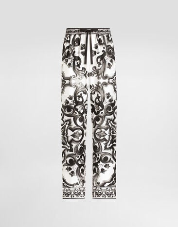 Dolce & Gabbana Pantalón de sarga con estampado de mayólica Multicolor GVRMATHI1SV