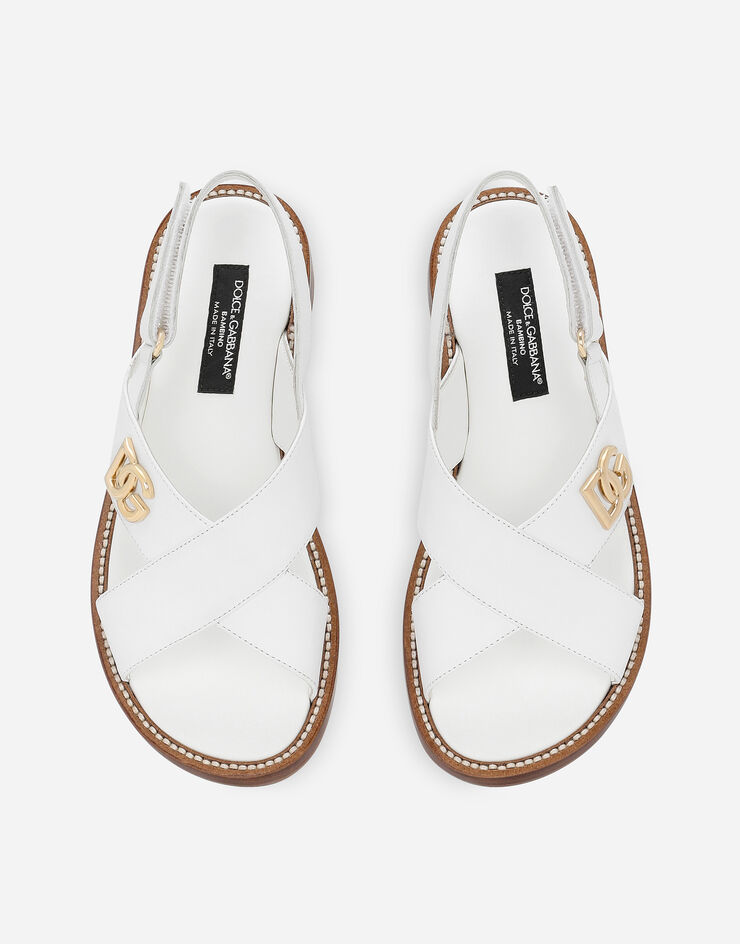 Dolce & Gabbana Sandale aus Kalbsleder mit DG-Logo Weiss D11286A1048