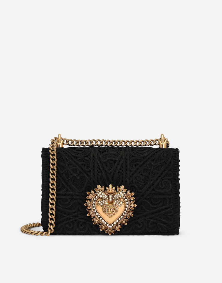 Dolce & Gabbana Medium cordonetto lace Devotion Bag Black BB7158AW717