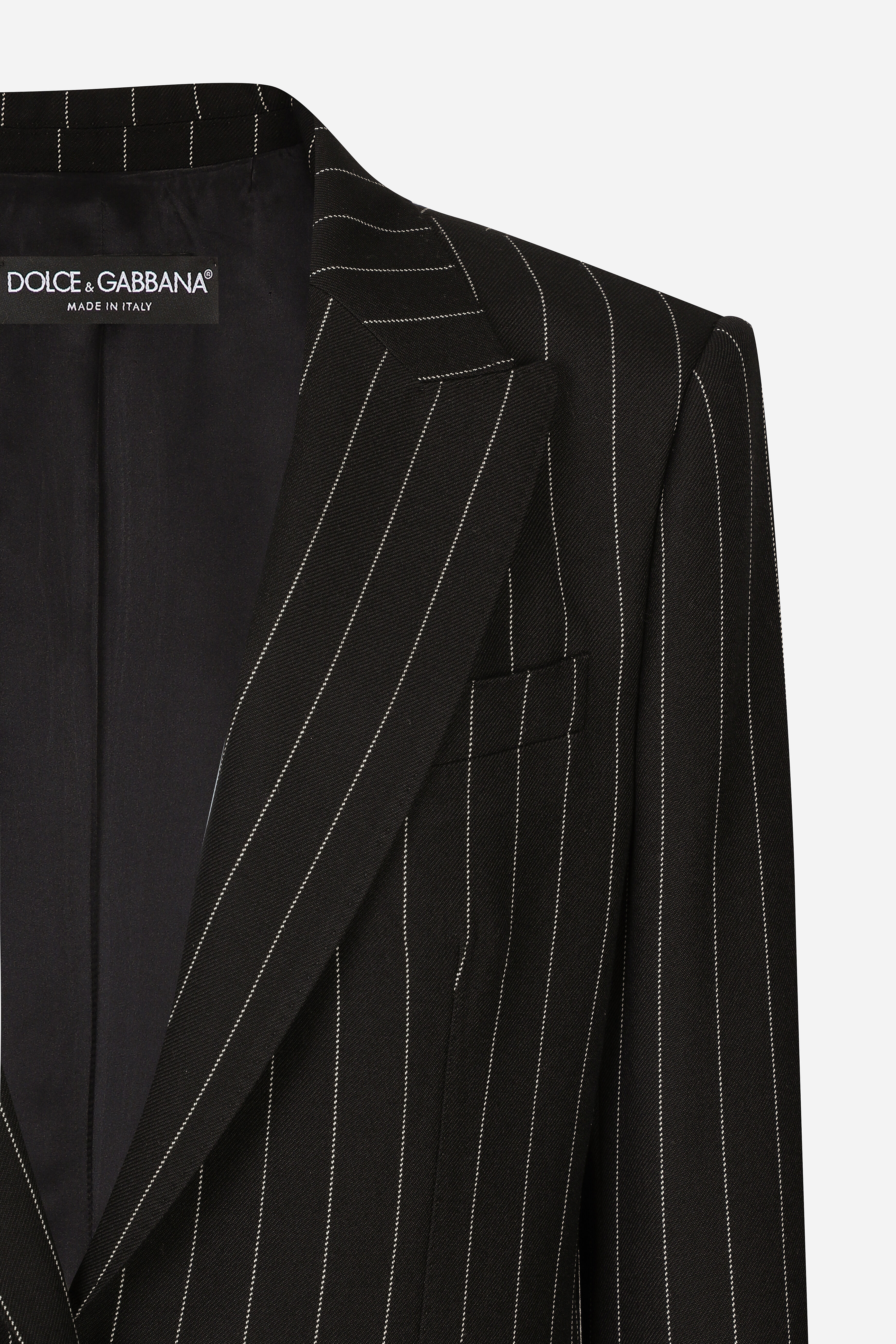 Single-breasted pinstripe wool jacket en Noir pour femme